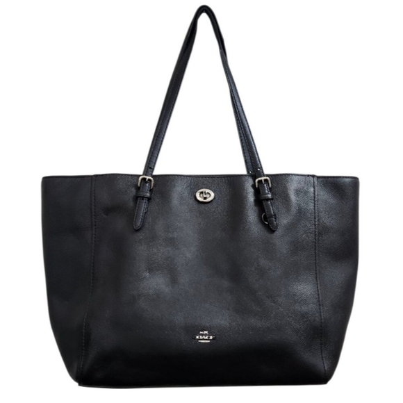 Coach Black Turn-Lock Saffiano Leather Tote Bag - Picture 2 of 16